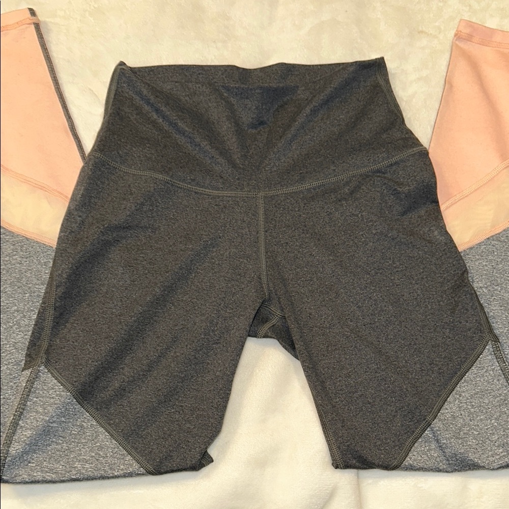 AE Aerie Gray & Pink Leggings